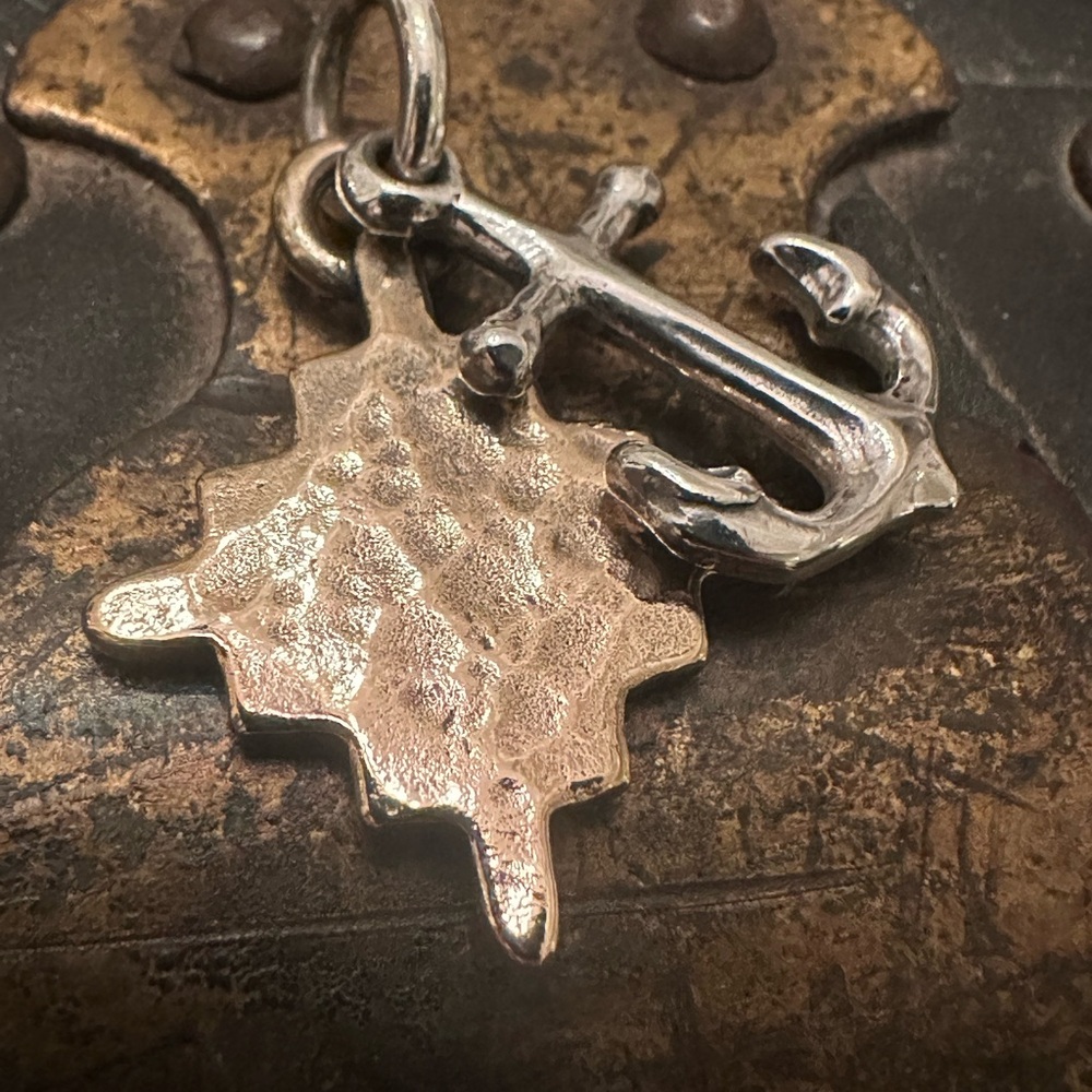 James Avery Four Winds Anchor Pendant Sterling Silver and Bronze Retired.